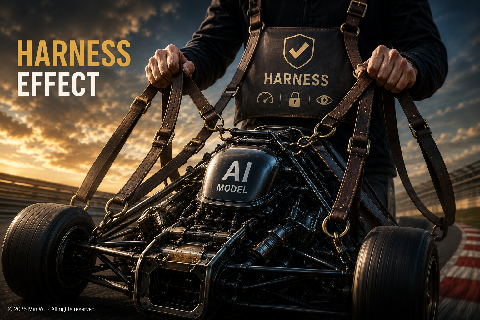 Illustration: The AI model provides the power; the harness determines how efficiently—and safely—that power is used.