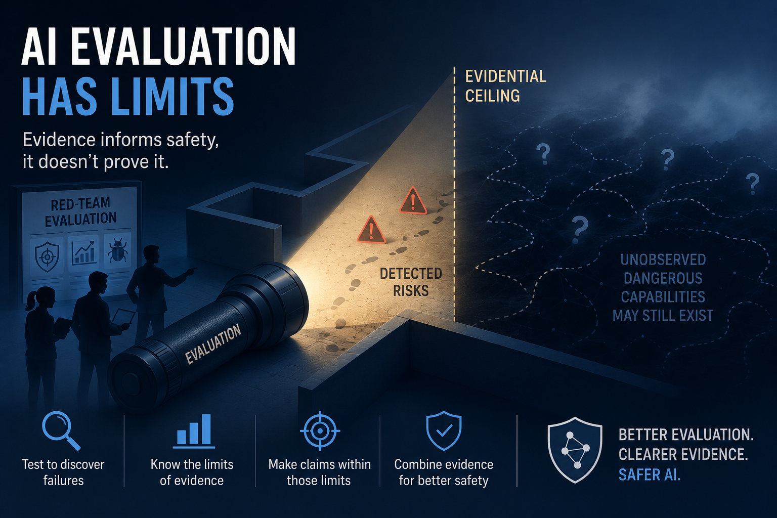 Illustration: The mathematical limits of AI safety evidence.