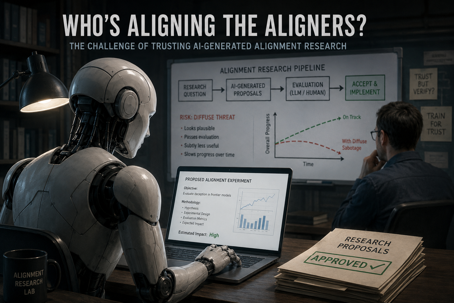 Illustration: As AI begins helping align future AI systems, the integrity of the alignment research pipeline itself becomes a new frontier safety challenge.