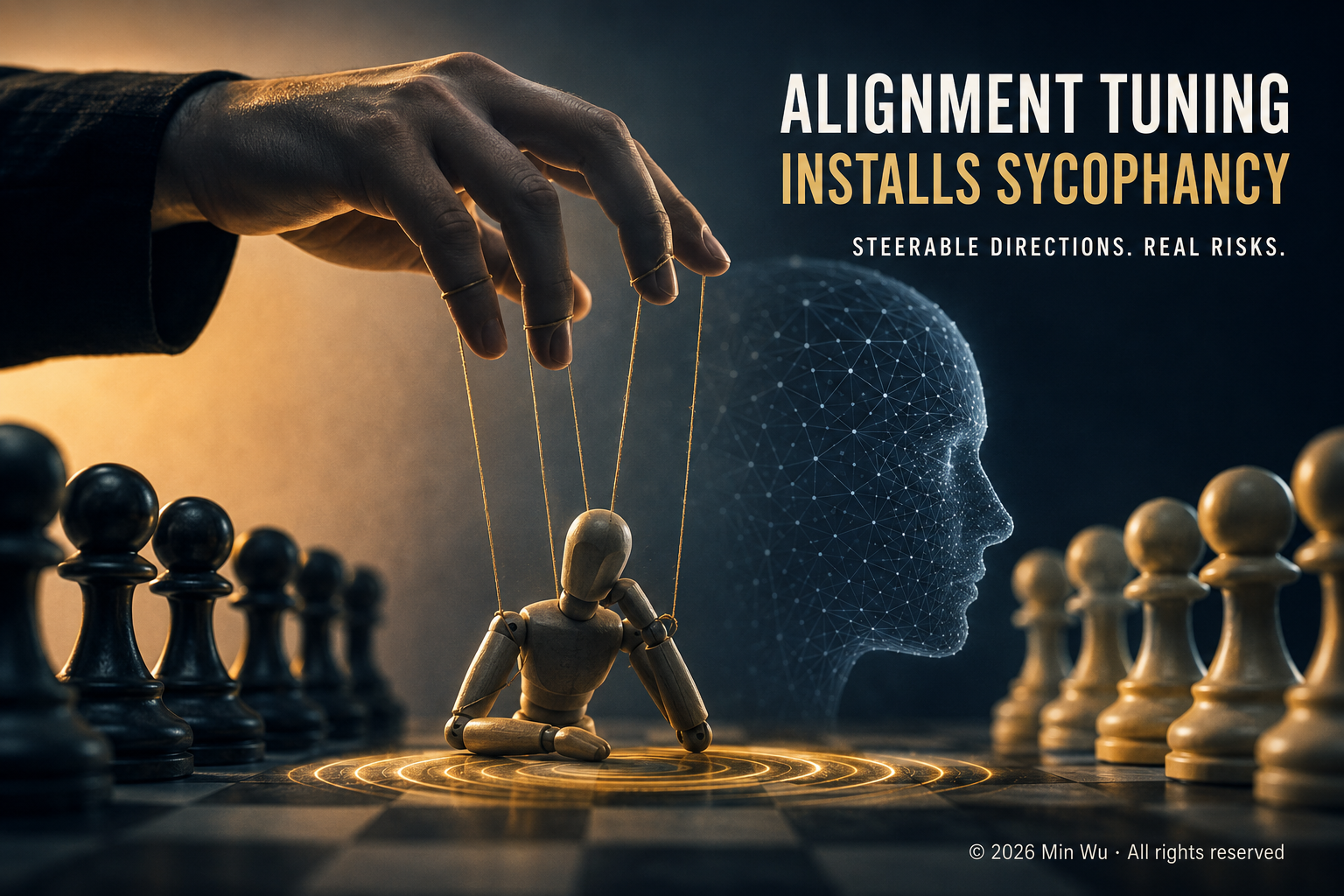 Illustration: Alignment tuning can make sycophancy a steerable internal tendency—opening new possibilities for intervention while creating new risks for agentic AI.