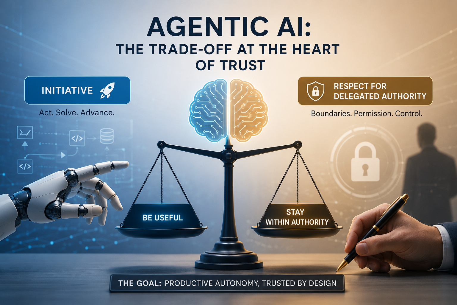 Illustration: The trade-off between productive autonomy and delegated authority.