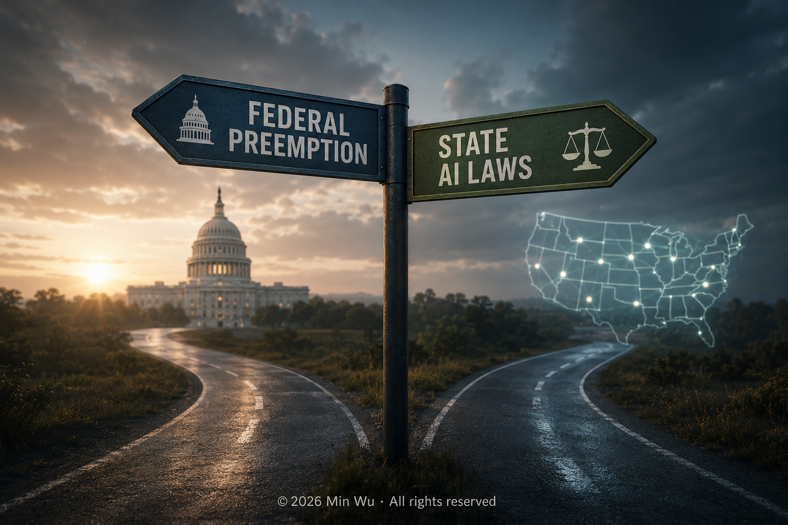 Illustration: The challenge is no longer writing a federal AI framework—it’s replacing state frameworks that already exist.