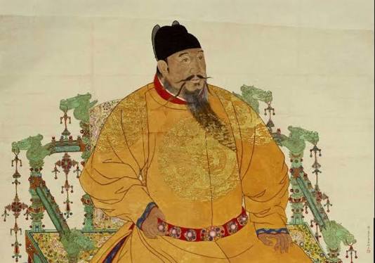 Court portrait of the Yongle Emperor seated on a throne in yellow imperial robes.